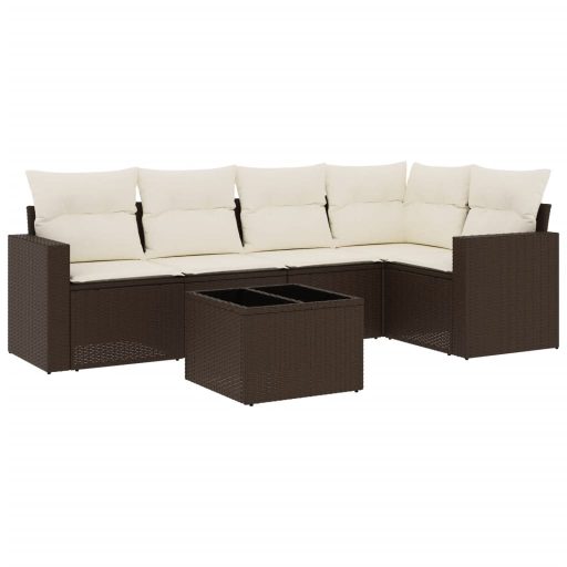 6 részes barna polyrattan kerti ülőgarnitúra párnával
