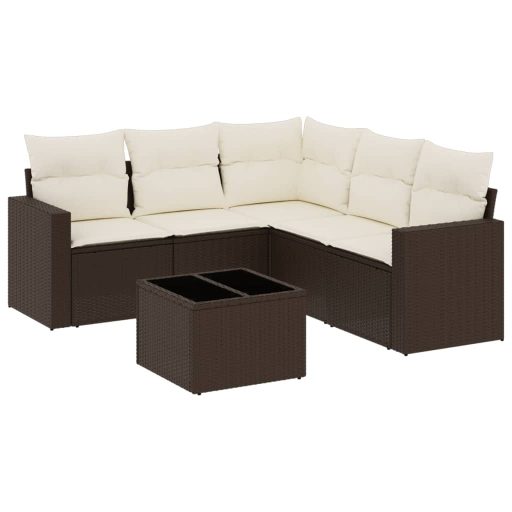 6 részes barna polyrattan kerti ülőgarnitúra párnával
