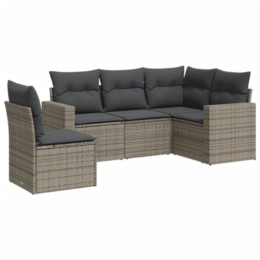 5 részes szürke polyrattan kerti ülőgarnitúra párnákkal