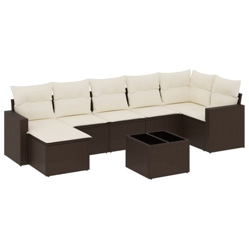 8 részes barna polyrattan kerti ülőgarnitúra párnákkal