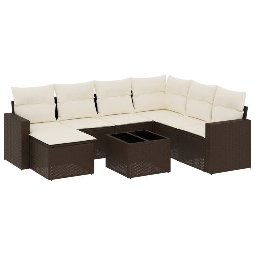 8 részes barna polyrattan kerti ülőgarnitúra párnákkal
