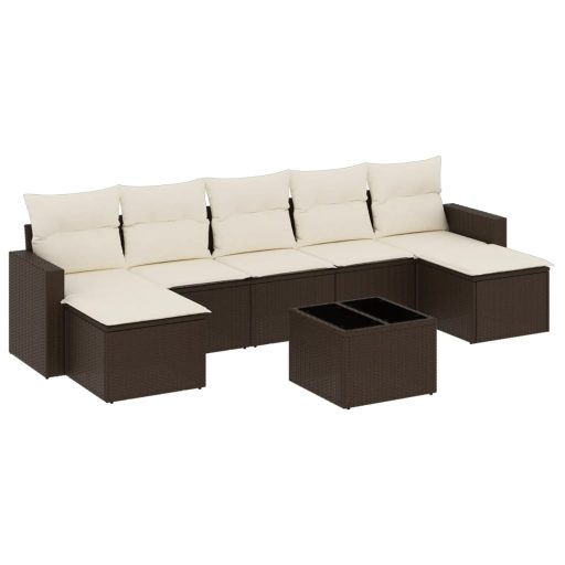 8 részes barna polyrattan kerti ülőgarnitúra párnákkal