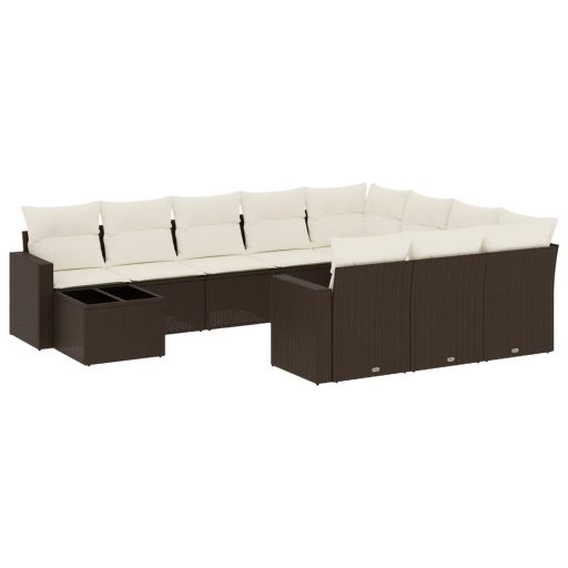 11 részes barna polyrattan kerti ülőgarnitúra párnákkal