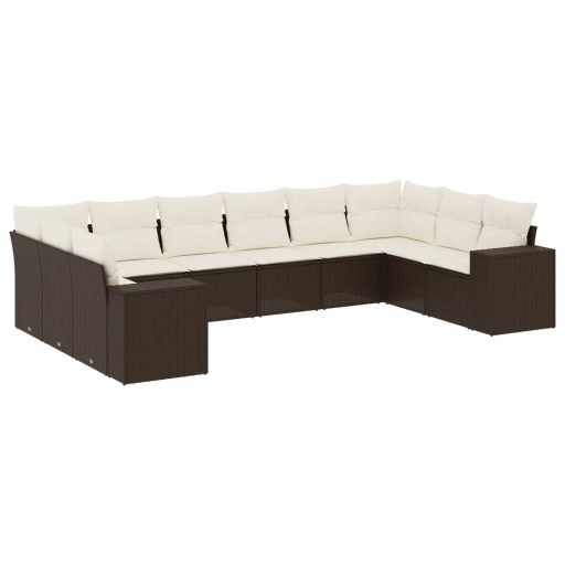 10 részes barna polyrattan kerti ülőgarnitúra párnákkal