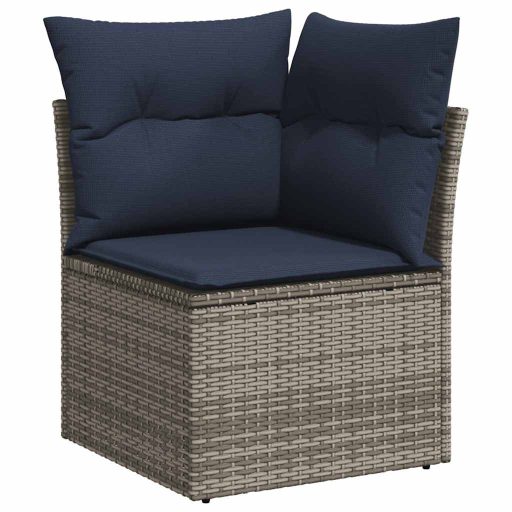 10 részes szürke polyrattan kerti ülőgarnitúra párnákkal