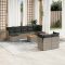 10 részes szürke polyrattan kerti ülőgarnitúra párnákkal