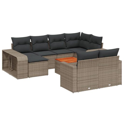 11 részes szürke polyrattan kerti ülőgarnitúra párnákkal
