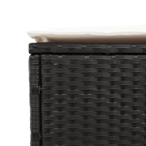 2 db fekete polyrattan napozóágy párnával