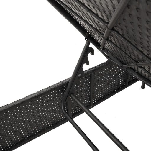 2 db fekete polyrattan napozóágy párnával