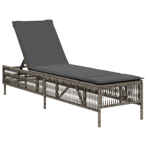 2 db világosszürke polyrattan napozóágy párnával