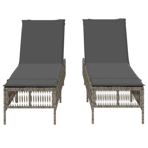 2 db világosszürke polyrattan napozóágy párnával