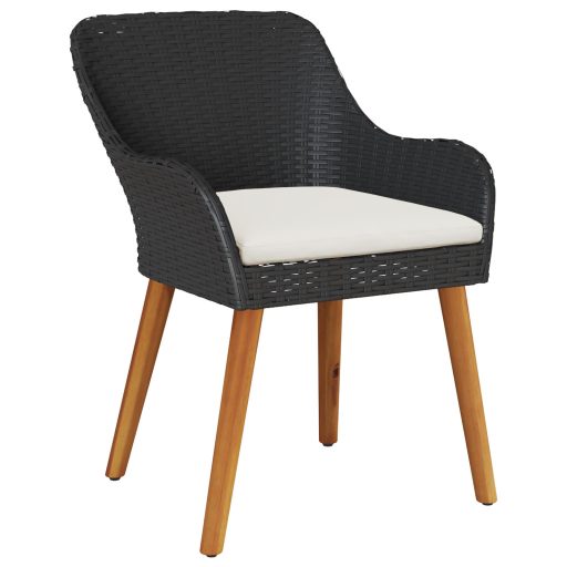 3 darabos kerti étkező szett fekete poly rattan
