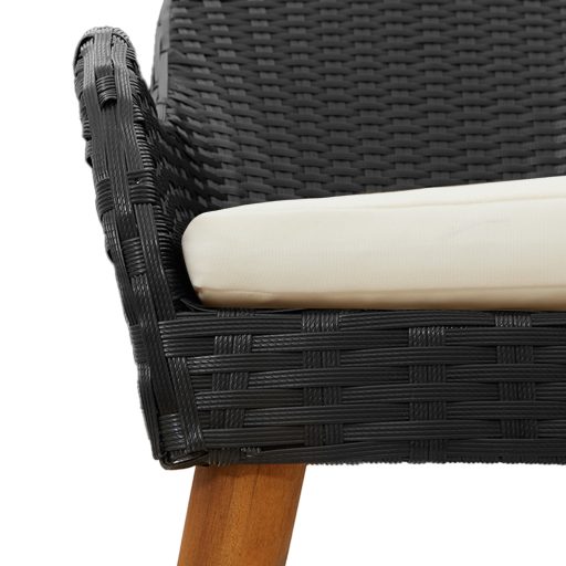 3 darabos kerti étkező szett fekete poly rattan