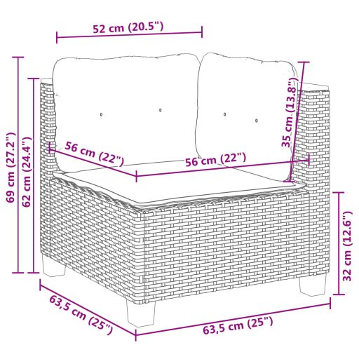 10 részes fekete polyrattan kerti ülőgarnitúra párnákkal