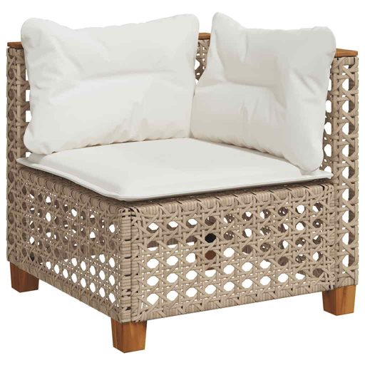 10 részes bézs polyrattan kerti ülőgarnitúra párnával
