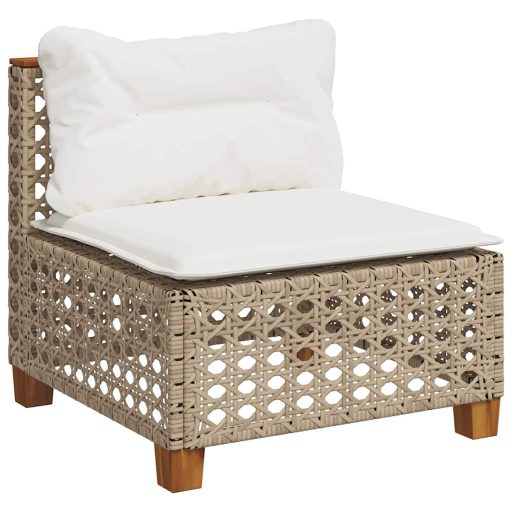 10 részes bézs polyrattan kerti ülőgarnitúra párnával