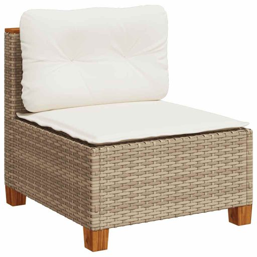 10 részes bézs polyrattan kerti ülőgarnitúra párnával