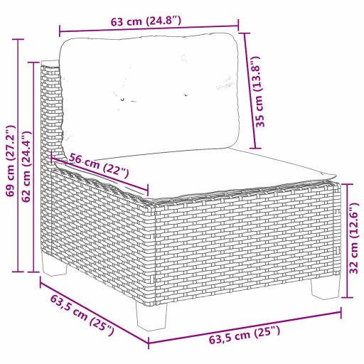 10 részes bézs polyrattan kerti ülőgarnitúra párnával