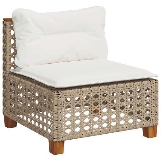 10 részes bézs polyrattan kerti ülőgarnitúra párnával