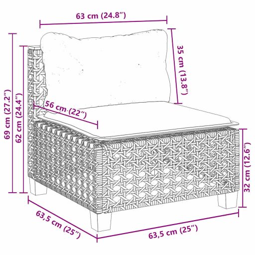 10 részes bézs polyrattan kerti ülőgarnitúra párnával