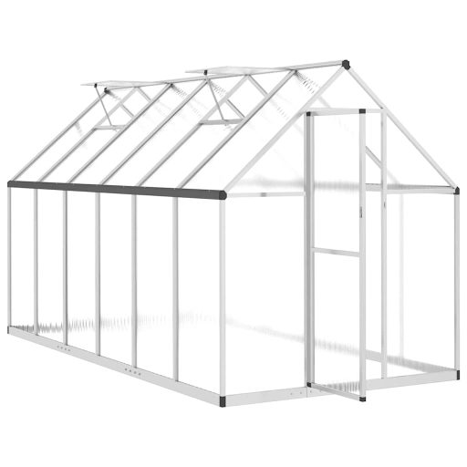 Ezüstszínű alumínium melegház alapvázzal 334x169x195 cm