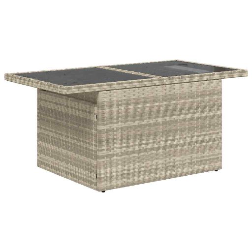 10 részes világosszürke polyrattan kerti ülőgarnitúra párnákkal