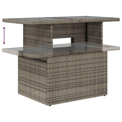 10 részes szürke polyrattan kerti ülőgarnitúra párnákkal