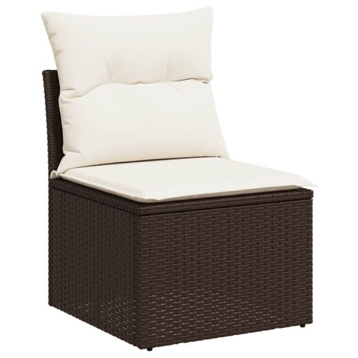 10 részes barna polyrattan kerti ülőgarnitúra párnákkal