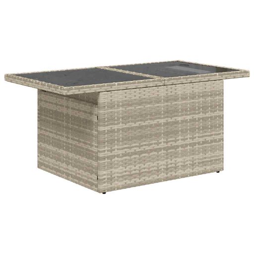 10 részes világosszürke polyrattan kerti ülőgarnitúra párnákkal