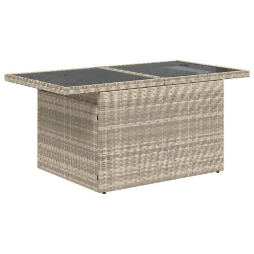 10 részes világosszürke polyrattan kerti ülőgarnitúra párnákkal
