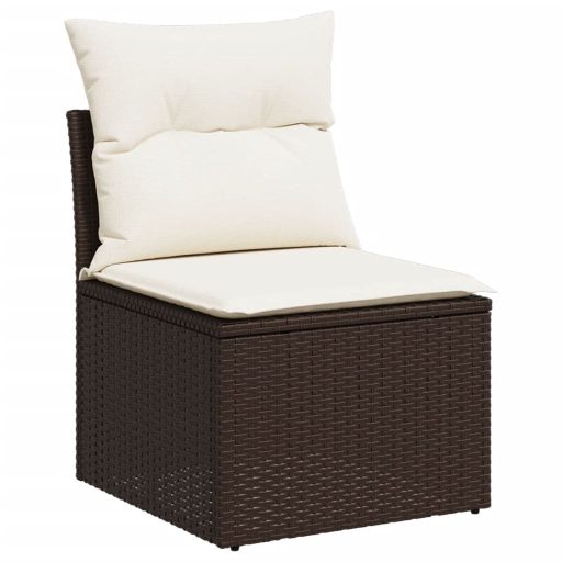 10 részes barna polyrattan kerti ülőgarnitúra párnákkal