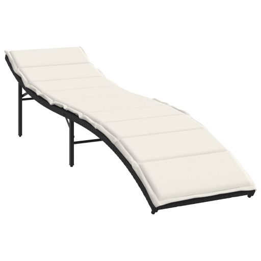 2 db fekete polyrattan napozóágy párnával