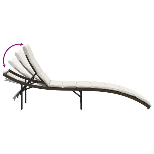 2 db barna polyrattan napozóágy párnával