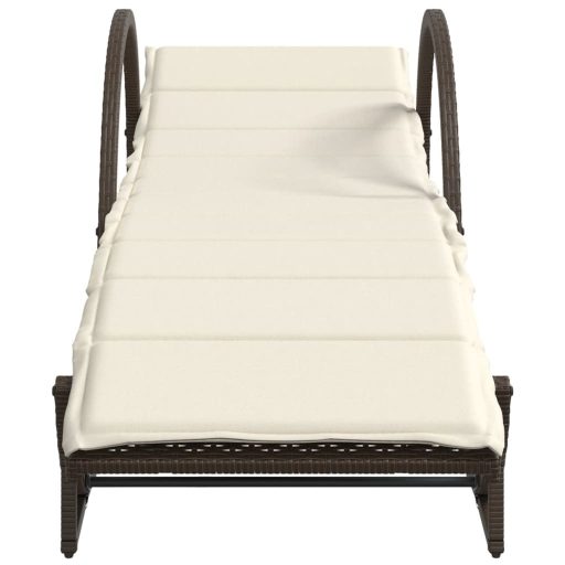 2 db barna polyrattan napozóágy párnával