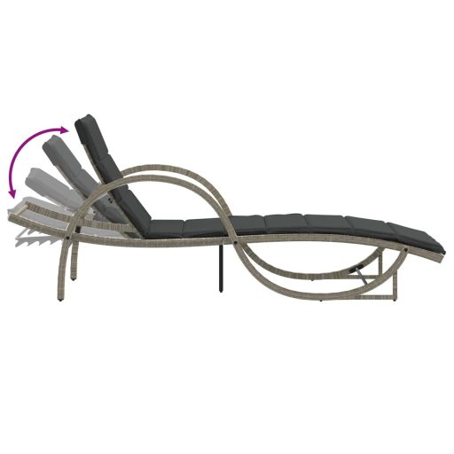 2 db világosszürke polyrattan napozóágy párnával