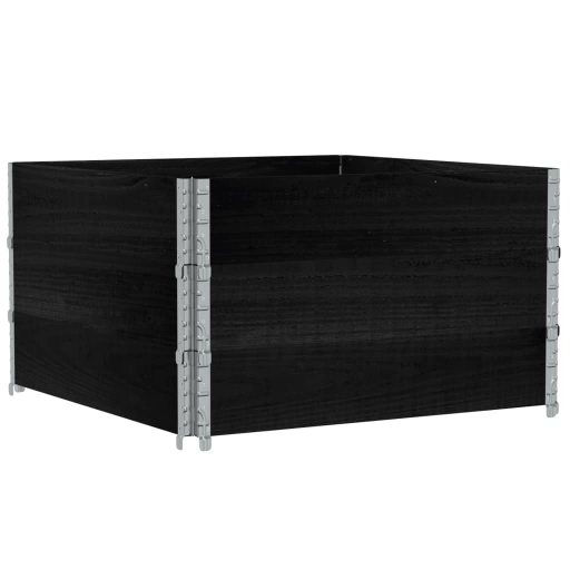 3 db fekete tömör fenyőfa raklapmagasító 100 x 100 cm
