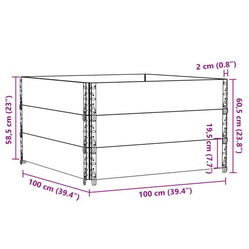 3 db fekete tömör fenyőfa raklapmagasító 100 x 100 cm