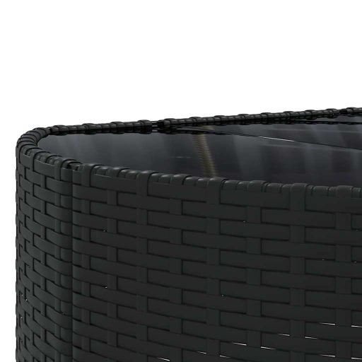 10 részes fekete polyrattan kerti ülőgarnitúra párnákkal