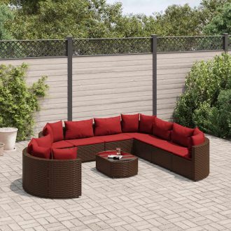   10 részes barna polyrattan kerti ülőgarnitúra párnákkal