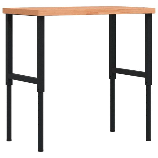 Tömör bükkfa négyszög alakú munkapad 100 x 60 x (73-99,5) cm