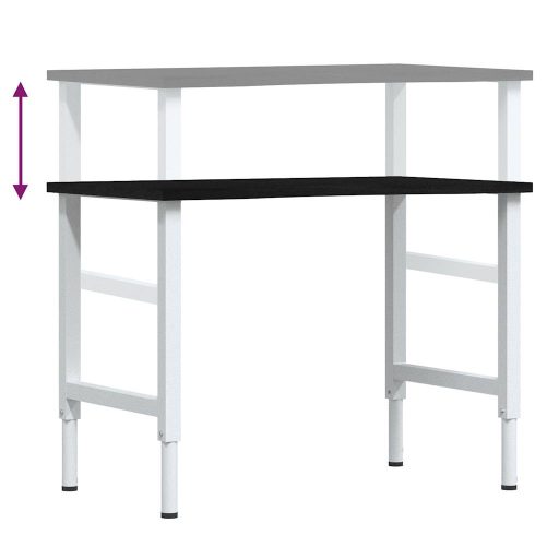 Sötétbarna tömör tölgyfa munkapad 100 x 60 x (71,5-98) cm