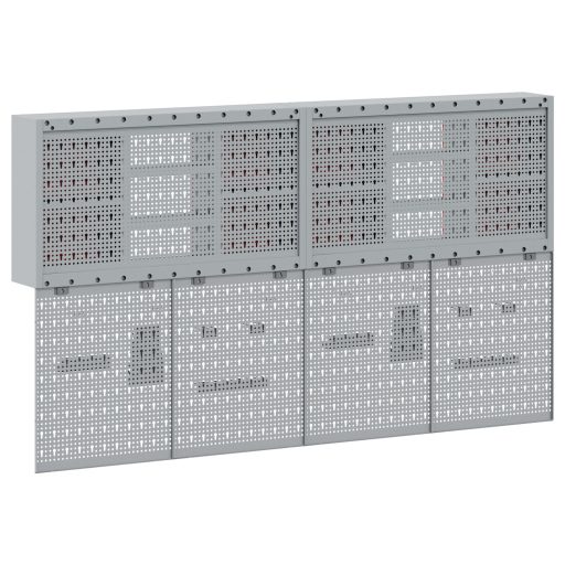 4 darabos szerszámos szekrény és pegboard készlet, falra szerelhető, fekete fém