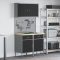 5 Részes Munkaszekrény és Pegboard Készlet Fekete MDF és Fém