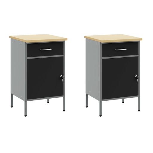 5 Részes Munkaszekrény és Pegboard Készlet Fekete MDF és Fém
