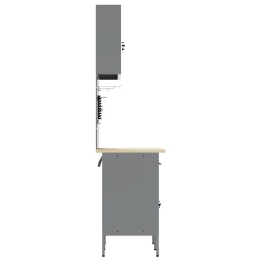 5 Részes Munkaszekrény és Pegboard Készlet Fekete MDF és Fém