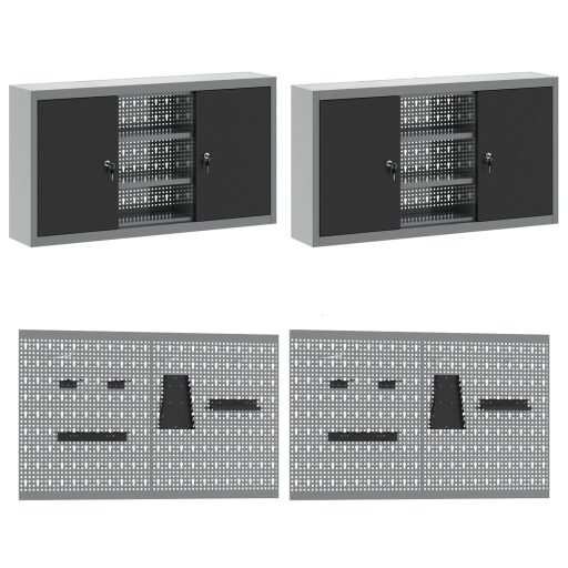 Munkaszekrény Készlet 10 db Fekete Acél 200 x 55 x 200 cm