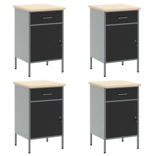 Munkaszekrény Készlet 10 db Fekete Acél 200 x 55 x 200 cm