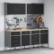 10 részes fekete MDF és fém munkaszekrény és pegboard szett
