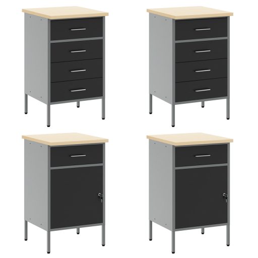 10 részes fekete MDF és fém munkaszekrény és pegboard szett