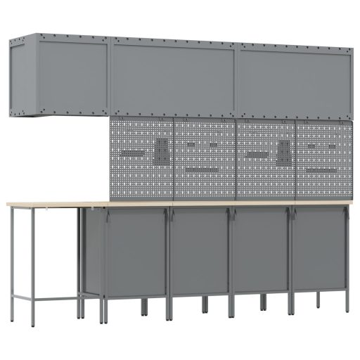 12 Fős Munkafogas és Pegboard Szett Fekete MDF-ből és Fémből